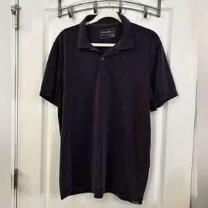 Eddie‎ Bauer Polo Shirt Mens Large Active Purple Short Sleeve Tencel Polyester L